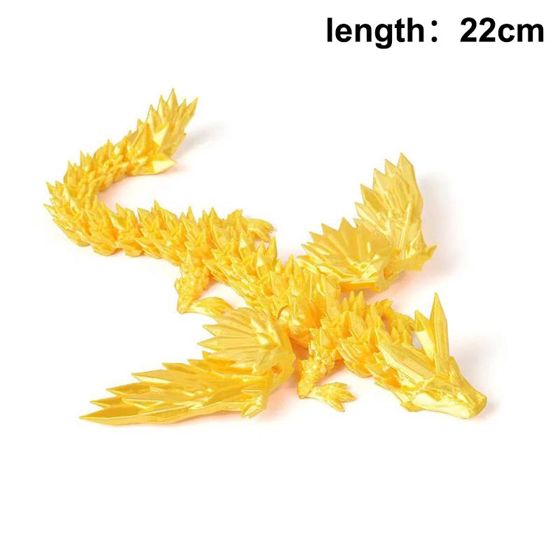 3D Printed Dragon Colorful Gem Dragon Figurines Movable Joint Rotatable Articulated Dragon Crafts Desktop Western Action Figure