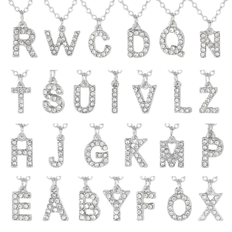 Moda Brillante A-Z Colgante de Letra Amuleto Collar 26 Inicial Alfabeto Nombre Cadena Clavícula Joyería de Fiesta Regalo