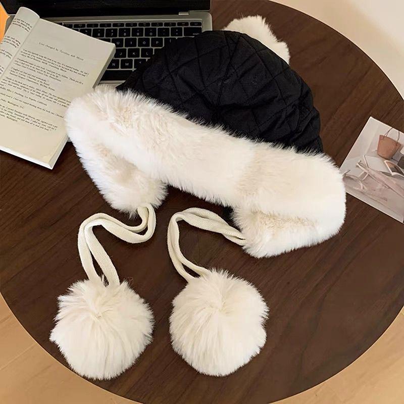 Winter Warm Hat Plush Thicken Windproof Ear Protection Cap Outdoor Cold Proof Pullover Hat For Women