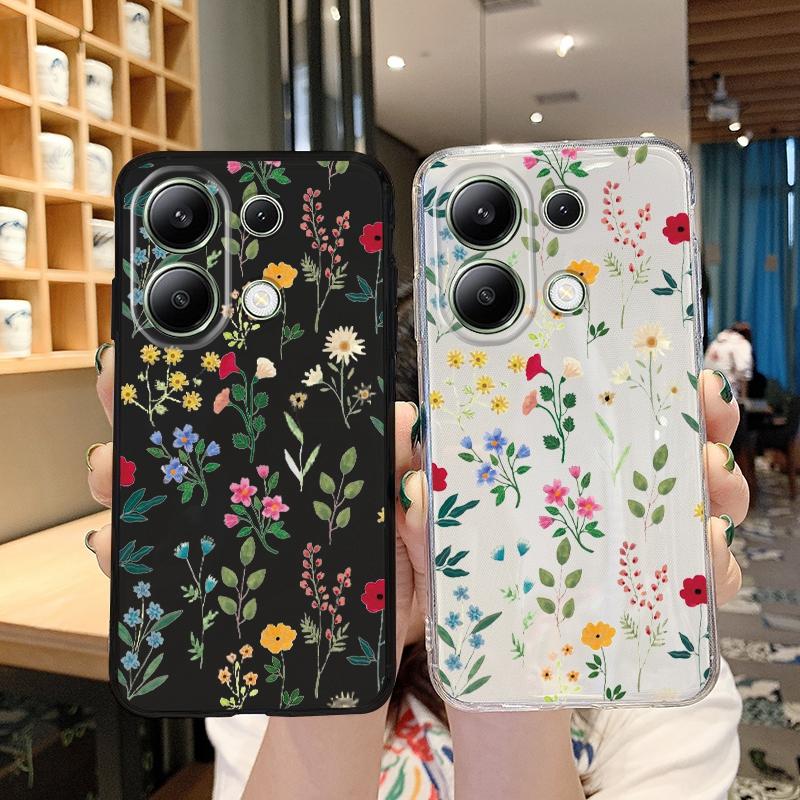 

Мягкий силиконовый чехол с цветочным узором для Samsung A55 S24 Xiaomi Redmi Note 13 Pro 13C iPhone 15 Huawei Honor Realme Camera Защитный противоударный чехол Samsung Galaxy S9 Plus
