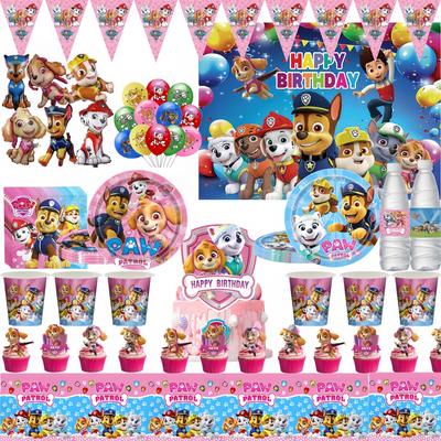 New PAW Patrol Birthday Party Decorations Dog Skye Balloons Plate Tablecloth Gift Bag Baby Shower Kids Party Supplies Toys Gifts