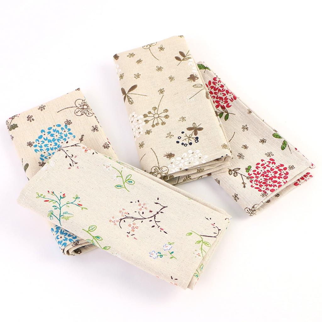 4PCS 40x40CM Floral Printed Cloth Napkins Japanese Style Dinner Dish Towel Wedding Restaurant Bar Table Mat Serviette De Table