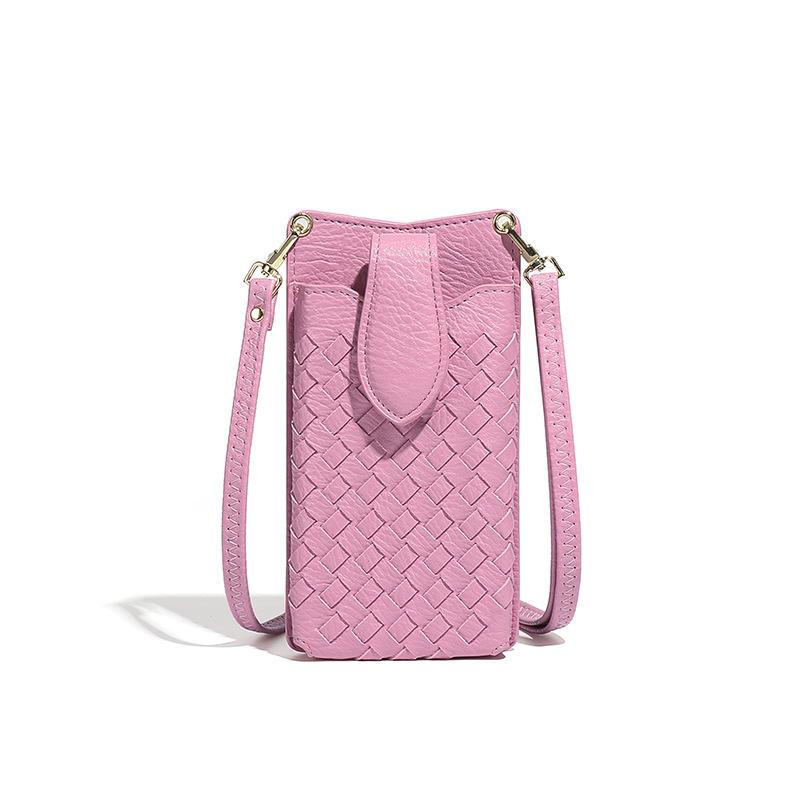 Fashionable Hand-woven Bag, Solid Color Compact Card Bag, Mobile Phone Bag, Trendy and Versatile, Single-shoulder Cross-over Mini Women's Bag