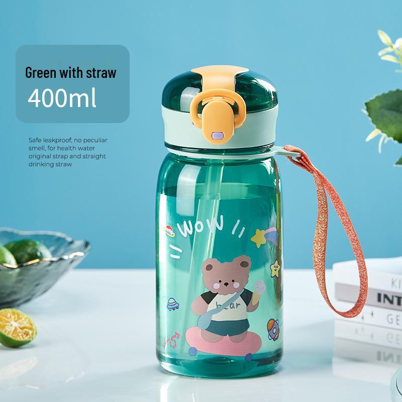 Tragbare Süße Trinkflasche mit Strohhalm für Jungen - Sommerbecher für Grundschüler