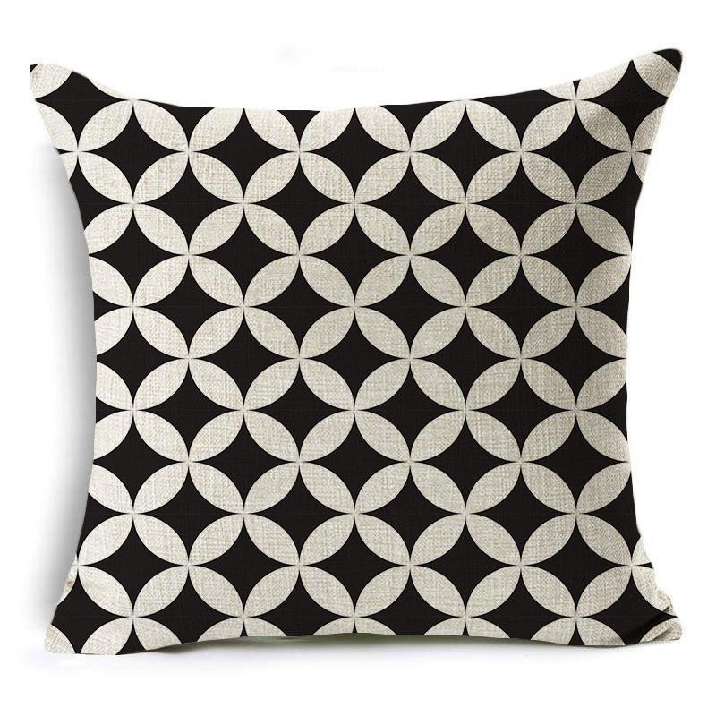 Modern Simple Black and White Geometric Linen Pillow Case Home Sofa Pillow Cushion Cover Soft Decoration
