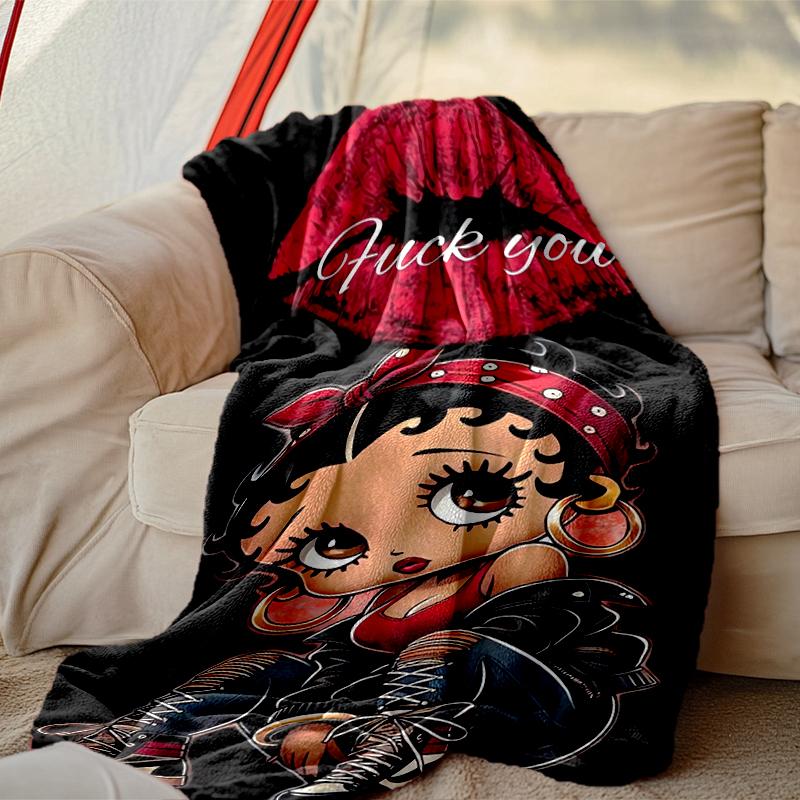 1pc Easy-Care Betty Boop Blanket, Perfect for Couch, Bed, Home, Travel & More, Warm & Durable Printed Blanket