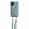iPhone 17 Case: Lychee Pattern Leather Crossbody Lanyard Card Holder Protective Case for Apple 14 Pro