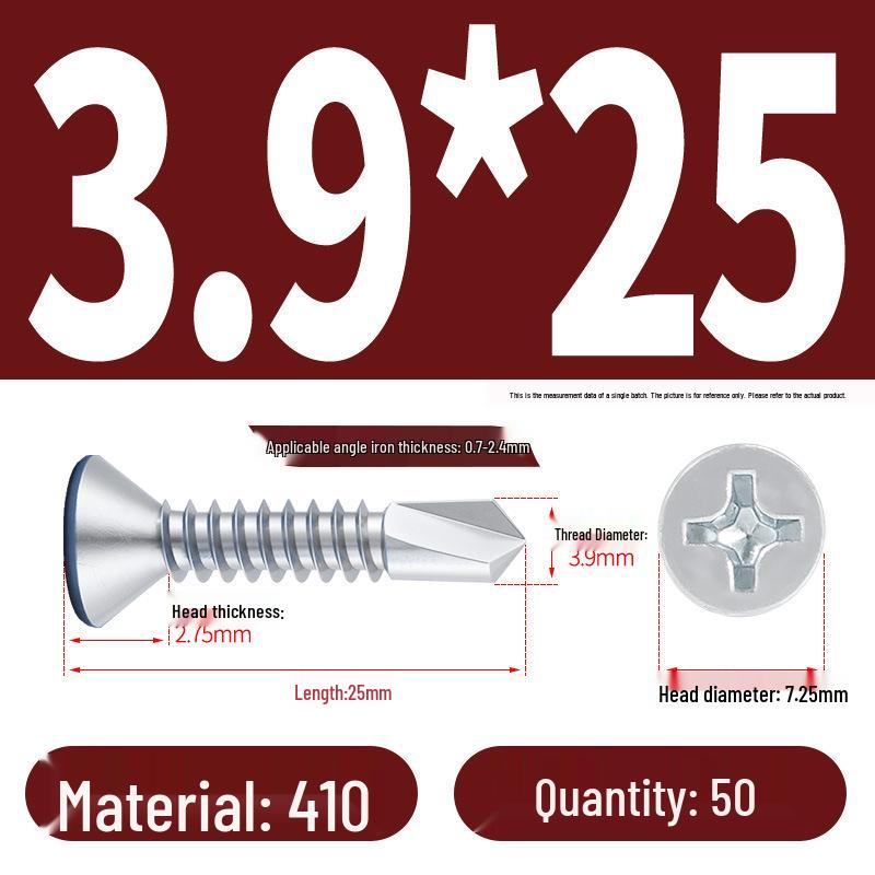 Phillips Flat Head Blue Zinc Plated Stainless Steel Self-Drilling & Self-Tapping Screws M3.9-M5.5