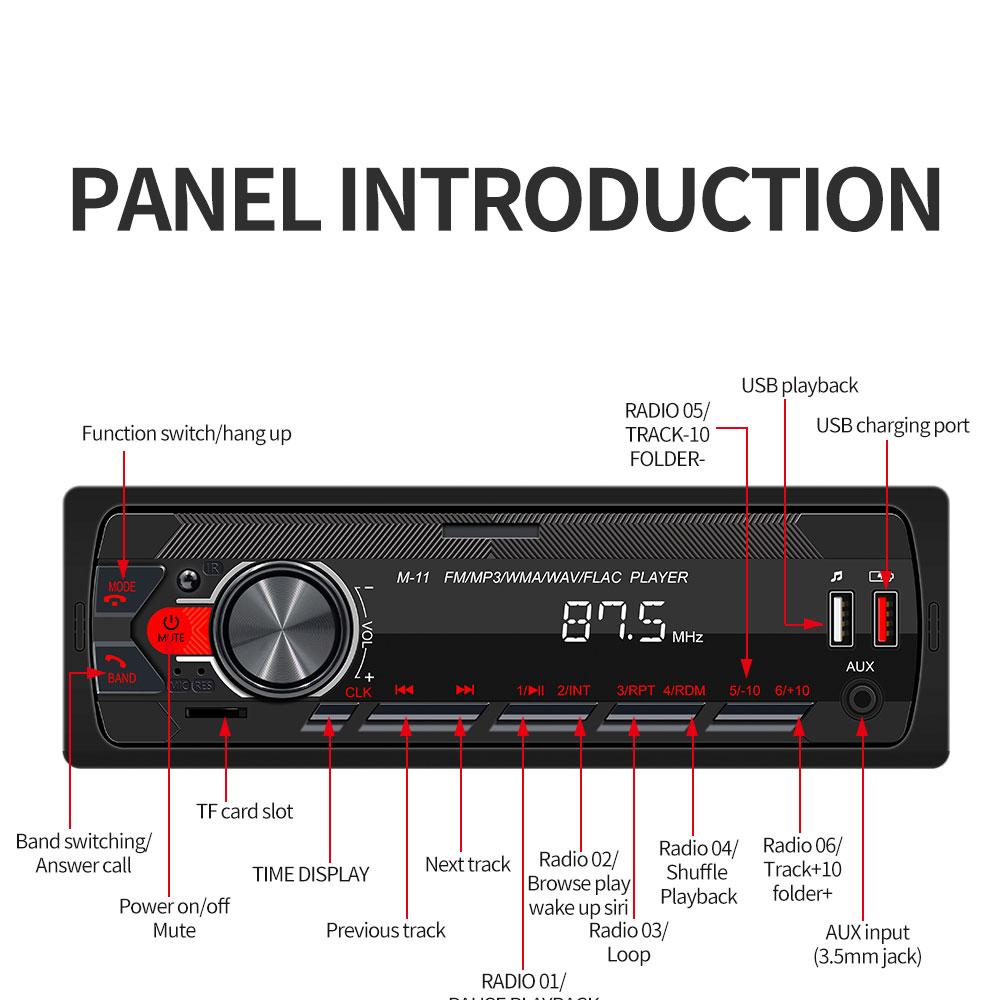 New Car Radio Bluetooth 1Din MP3 Player FM AUX TF Radio Stereo The Car-Finding Function of The Mobile APP and Voice Assistant 12V Bluetooth Hands-free