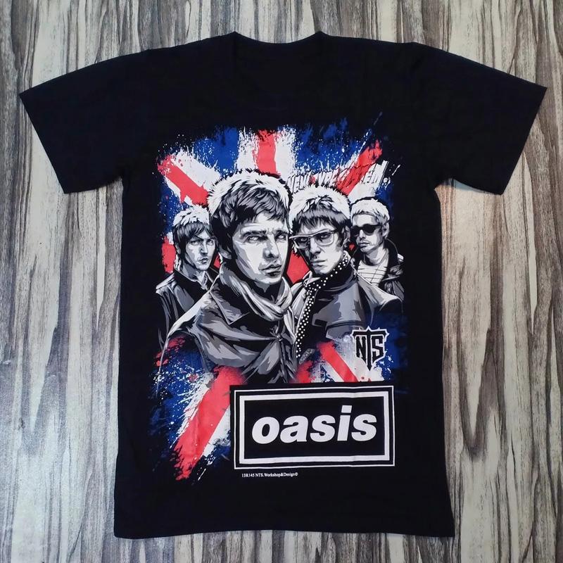 Summer Oasis Band Rock T-shirt Retro Punk Print T-shirt Loose Breathable Casual Short Sleeve T-shirt Camisetas Surf Hombre Moto