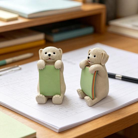 Dog Memo Pad Dispenser Resin Cute Dog Desktop Stick Note Holder for School Home Office Desk Accessories
