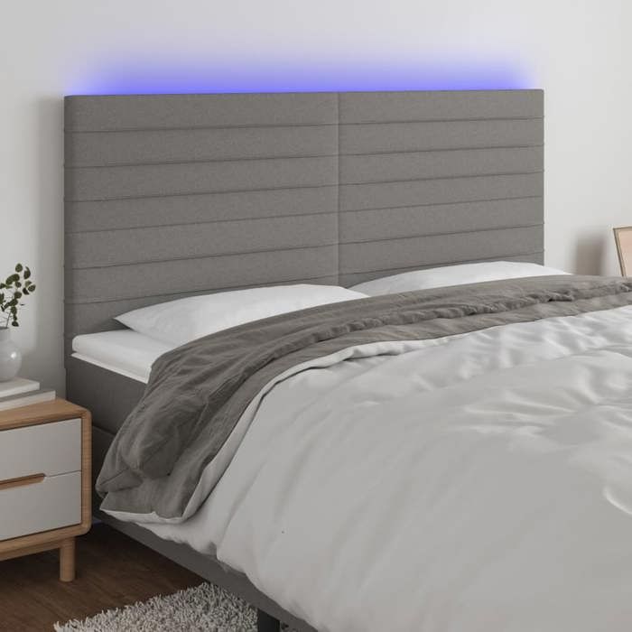 VidaXL LED Headboard Bedroom Furniture Double Bed Accessory Head of Bed Frame Interior Dark Grey 3122587