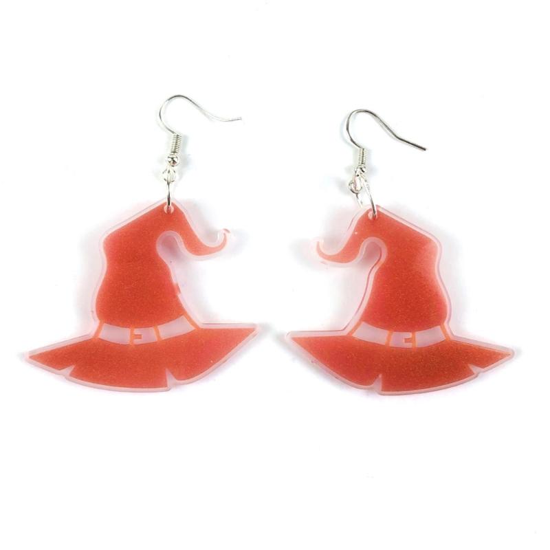 Halloween Geometric Witch Hat Earring Epoxy Resin Silicone Mold Luggage Bag Tags Casting Molds with Hole for DIY Crafts