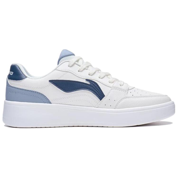 Li Ning Sycee Slip Resistant Cushioning Abrasion Resistant Height Increasing Low top Skateboard Shoes Men's White Blue AGCT339-4