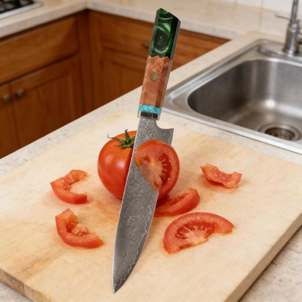 8 Inch Chef Knife 67-layers Damascus Steel 10Cr15CoMov Blade Cleaver Meat Slicing Vegetables Kitchen Knives Resin & Wood Handle