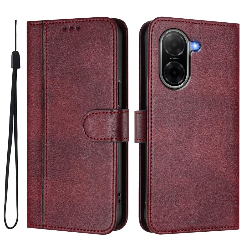 Pour Xiaomi Poco C71 4G/Redmi A5 4G (171,7 mm) Étuis Portefeuille Support Texture Rétro Cuir Housse de Téléphone avec Lanière