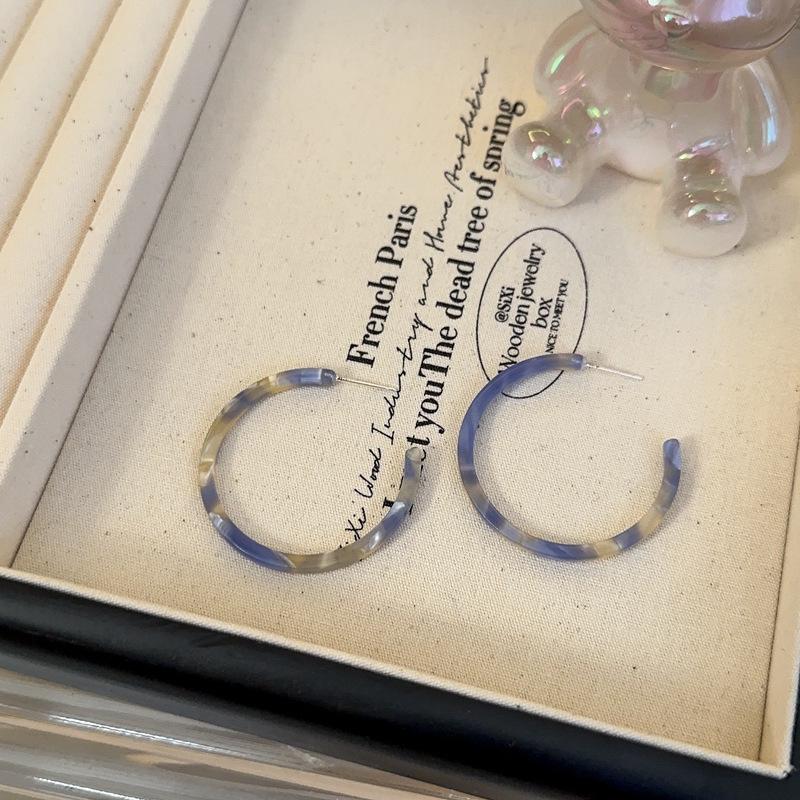 Amber Leopard Print Hoop Earrings for Women, Autumn/Winter 2026 Retro Hong Kong Style, High-End Large Hoops