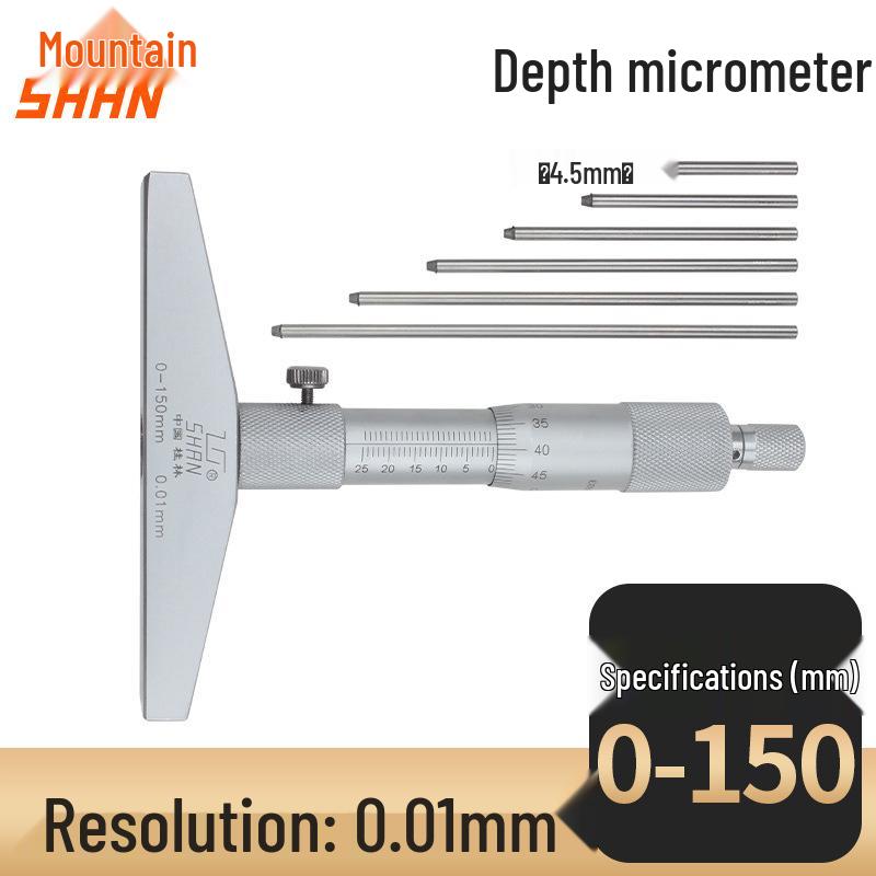 Round-Tip Depth Micrometer 0.01mm, 0-25/0-100mm Range