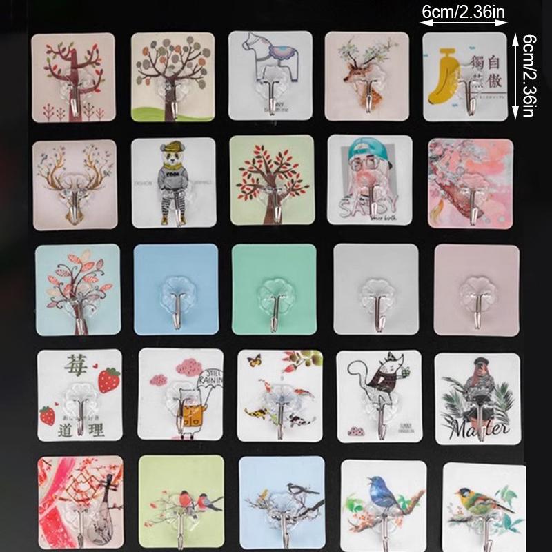 

1Pcs Color Printed Random Pattern Strong Adhesive Hook Seamless Picture Frame Hanger Hook Waterproof Kitchen Hook