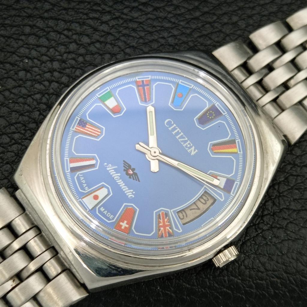 GENUINE VINTAGE CITIZEN AUTOMATIC 8200 JAPAN MENS BLUE DIAL WATCH a709323-1