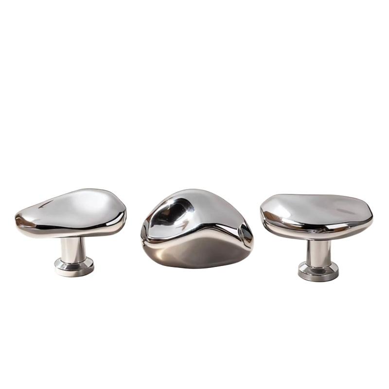 French Luxury Bright Silver Handle Modern Minimalist Wardrobe Door Drawer Cabinet New Chinese Furniture Single-hole Handle