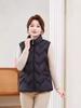 Autumn Winter New Cotton Padded Vest for Moms Plus Size Stand Collar Cotton Jacket Warm Top for Women