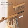 Multifunctional Pull Out Hook Rack Wood Material Closet Rod Retractable Hanger  Closet Organization
