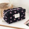 Minimalist Fabric Makeup Bag With Wrinkle Bows For Travel And Daily Use