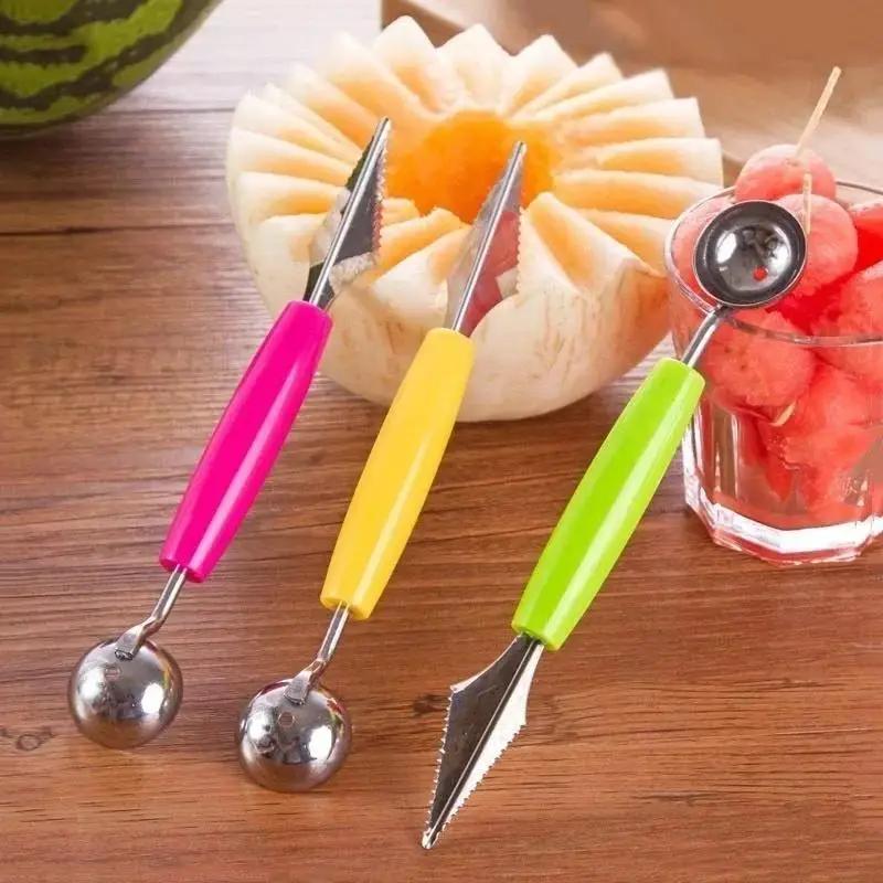 Stainless Steel Fruit Digger Cut Watermelon Artifact Ball Ice Cream Round Spoon Carving Knife Kitchen Convenience Small Tools