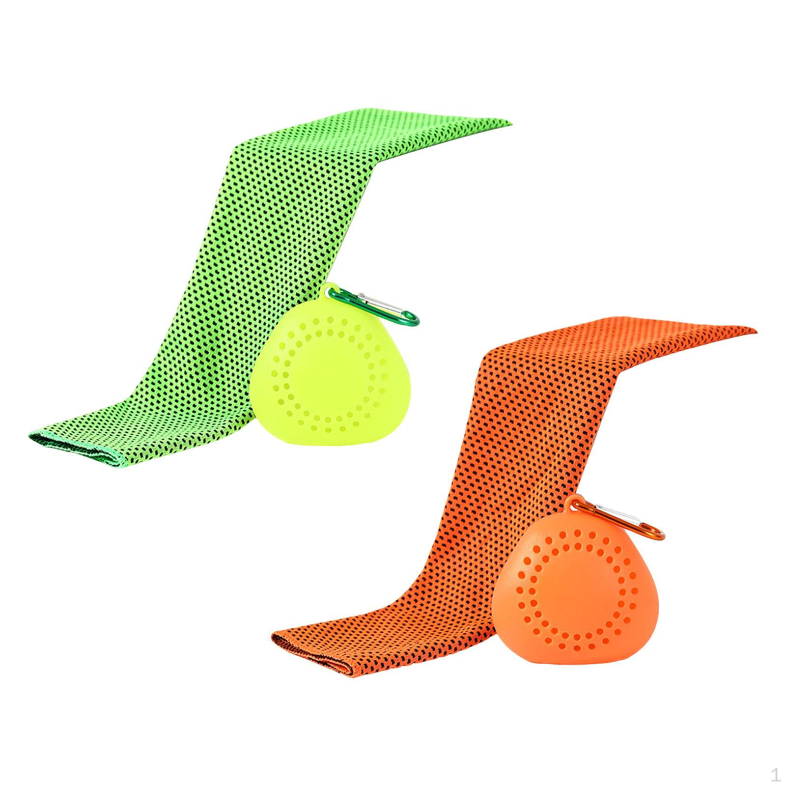 

2 Охлаждающих спортивных полотенца, Ледяное полотенце, Мгновенное охлаждение, Быстросохнущее, Холодный пот Гольф, green orange