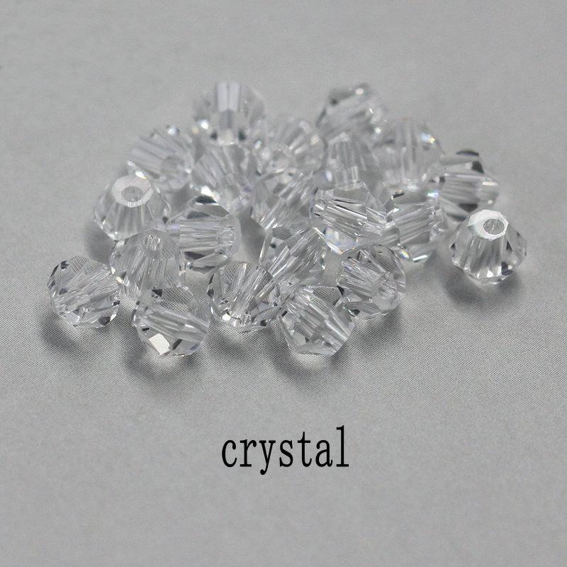 4mm 100pcs Shiny Crystal Beads Bicone Beads Glass Beads Loose Spacer Beads for Bracelet DIY Jewelry Making 200pcs