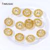 18K Gold Plated Brass 9mm Flower Bead Caps For Jewelry,Caps For Beads,Hollow Round Bead End Caps For DIY Needlework Accessories