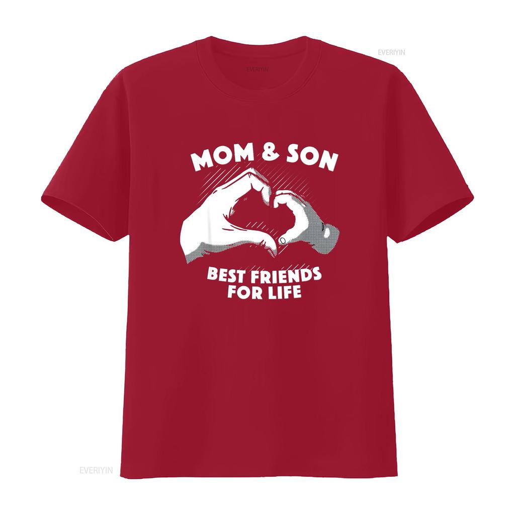 Mom and Son Best Friends for Life Cute Mother T shirt Unisex Black vintage Washed Casual fashion Top For Everyday Wear