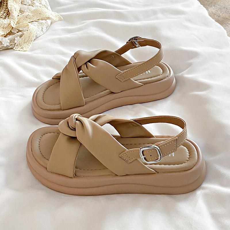 Modische Plateausandalen Koreanische Lässige Flache Strandschuhe Damen Sport Dicke Sohle Mode Sandalen 2025