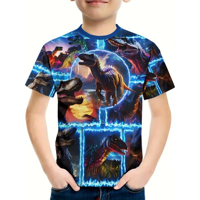 Children's Clothing Boys Tshirt Short Sleeve Girl T-Shirt 3D Cartoon Dinosaurs Casual Round Neck Tees Kids Summer