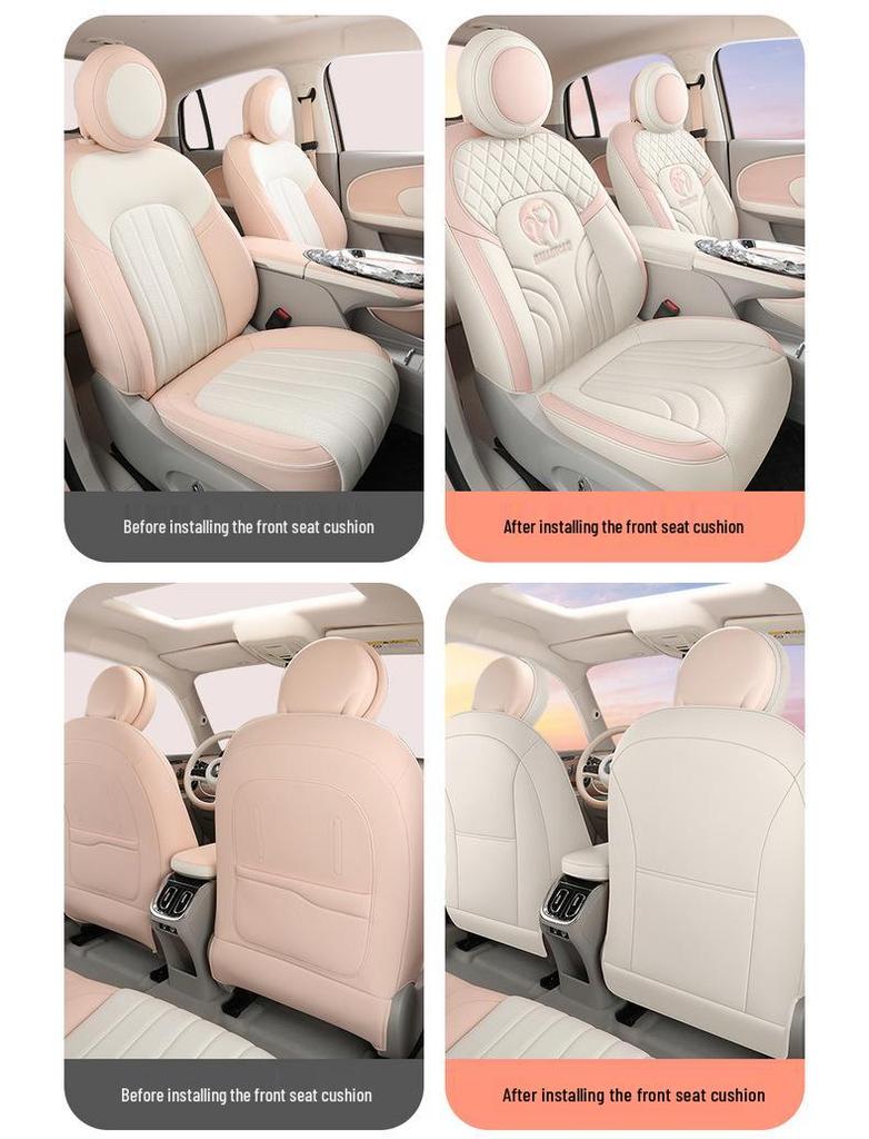 ORA Ballet Cat Leather Seat Cover - Cartoon Design, Full Enclosure, Four Seasons Use