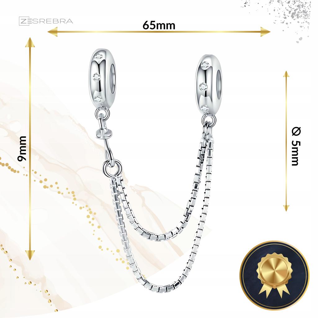 Charms Chain 925 Security Double Cubic Zirconia Beads Crystal