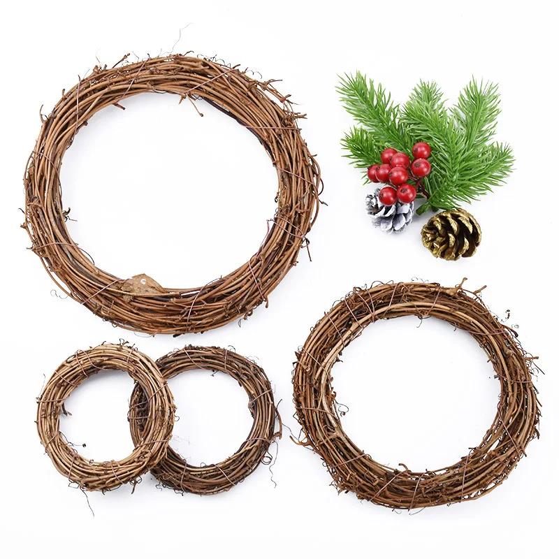 Anello di Rattan 10cm/15cm/20cm Ghirlanda di Fiori Artificiali Cornice di Piante Essiccate Per Decorazione Casa Decorazione di Natale Ghirlande Floreali Fai da Te
