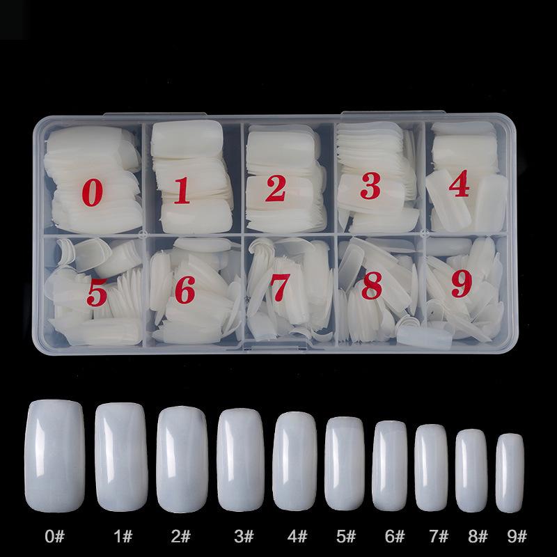 

Nail Tips Set: Natural Full & Half Cover, French White, 500-Piece Box
