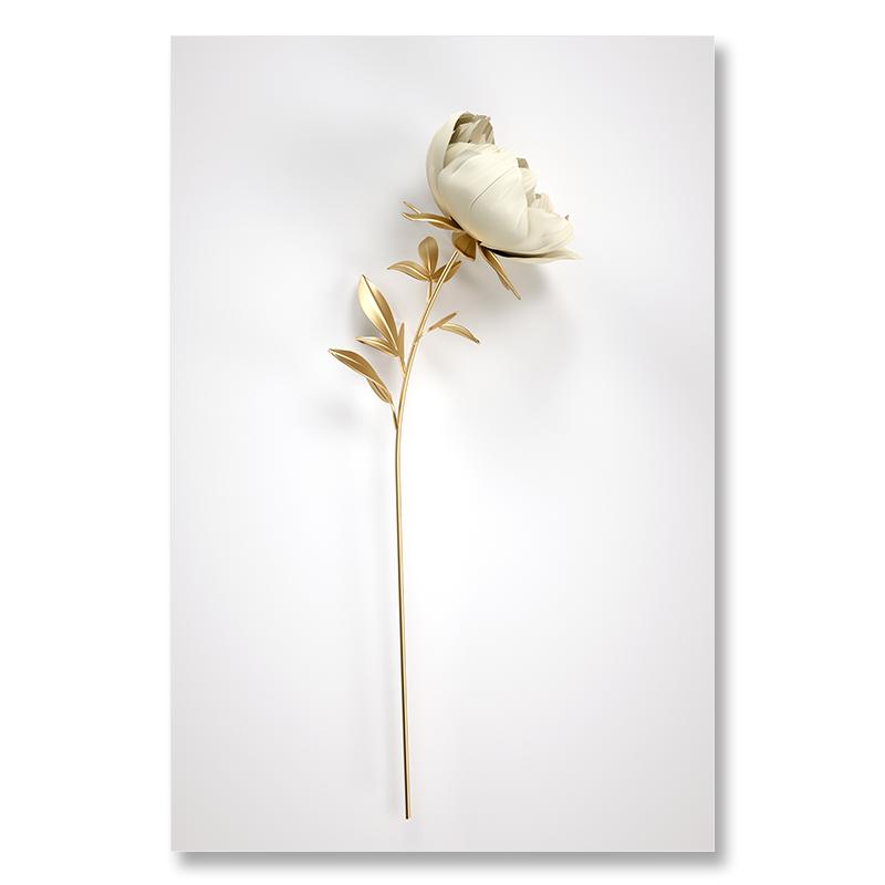 Metal Wall ArtAbstract Gilded Flowers Plant Laminas Decorativas Pared Cuadros Arte De Lienzos Decorativos  Para Sala Decoracion