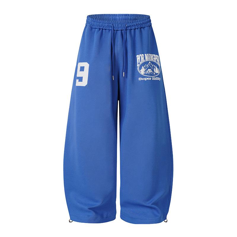 Guan Qu Spring Retro Spicy Girl Dance Sweatpants for Women L синий