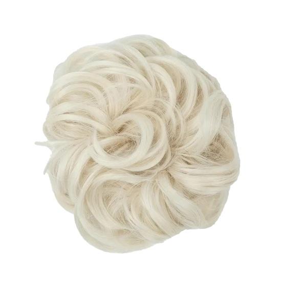 Păr postis pentru coc dezordonat, aspect natural, creț, gros, coc, scrunchies, extensii de păr Ponytail sintetice pentru femei cu elastic