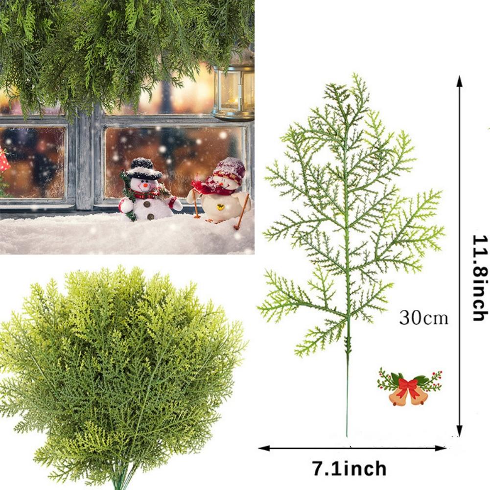 20 Pcs Artificial Leaves Branches 11.8 Inches Pine Stems Christmas DIY Accessories For Home Garden Decoration