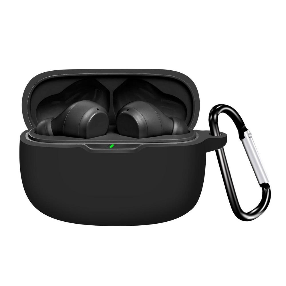 Silicone Case ForJBL Wave Beam Earbuds Earphones Cover Anti-Drop Protective Shell For Blue Tooth Headphones With Carabiner чёрный