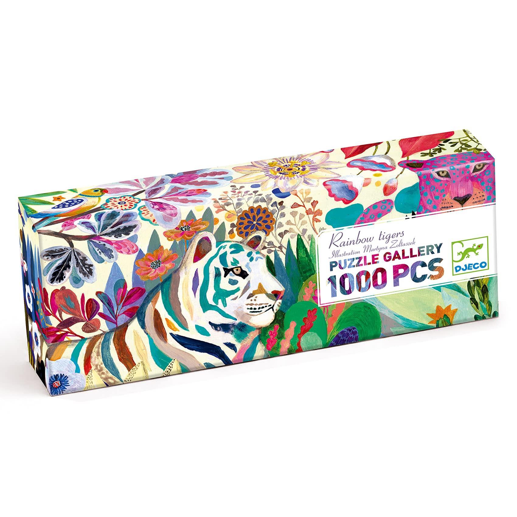 

DJECO Gallery Puzzle Rainbow Tiger Jigsaw Puzzle 1000 Pieces Puzzle Начальная школа Образовательная игрушка Стильный скандинавский тигр Искусство Подарок Домой Время