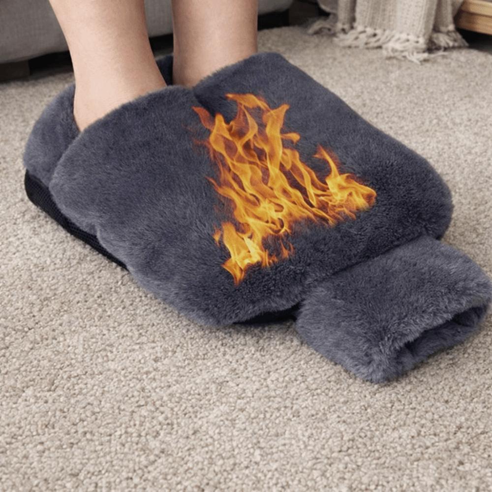 Safe Water-filled Rubber Foot Warmer with Plush Cover Anti-slip Foot Heating Pad Soft Explosion Proof Feet Warmer Sofa