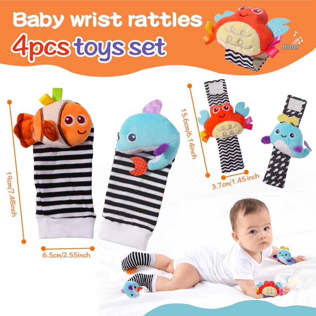 Pädagogisches Baby-Rassel-Armband & Socken-Set für Neugeborene (0-1 Jahr)