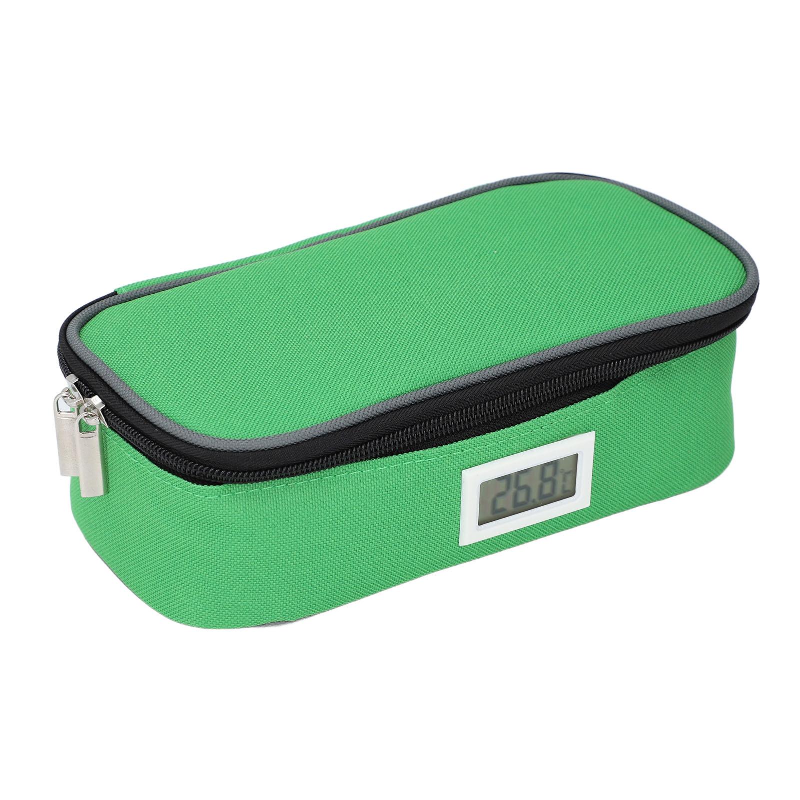 

Охладитель для инсулина Дорожный футляр для лекарств Диабетический охладитель Термометр Дисплей температуры Охлаждаемый зелёный