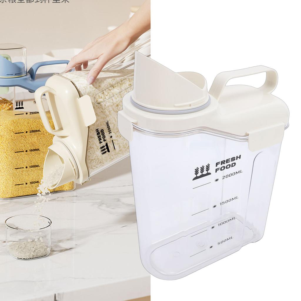 Rice Storage Container Plastic  tight Cereal Dispenser with Pou  Spout Measu  Cup for Cereals Flour Beans
