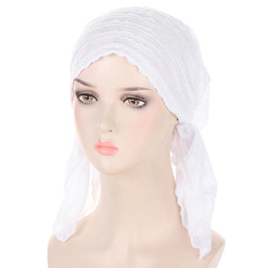 Solid Color Ruffle Slouchy Hat Soft Women Elastic Hair Bonnet Night Sleeping Cap Braids Long Curly Hair Wrap Skull Cap